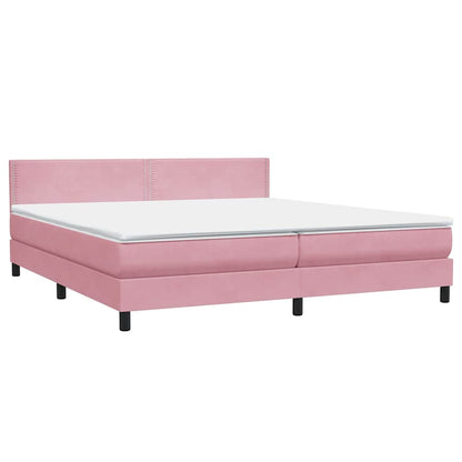 Letto a Molle con Materasso e LED Rosa 180x220 cm in Velluto