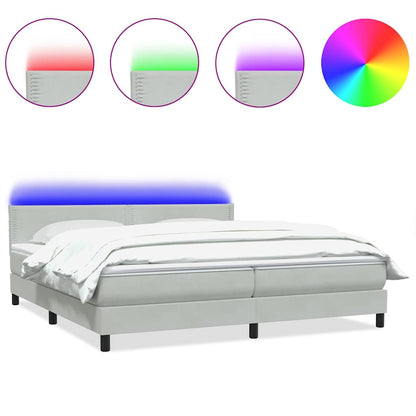 Letto a Molle con Materasso e LED Grigio Chiaro 200x220cm Velluto