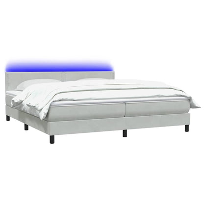Letto a Molle con Materasso e LED Grigio Chiaro 200x220cm Velluto