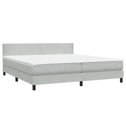 Letto a Molle con Materasso e LED Grigio Chiaro 200x220cm Velluto