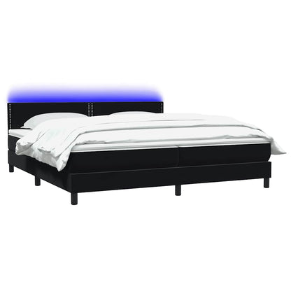 Letto a Molle con Materasso e LED Nero 200x220 cm in Velluto
