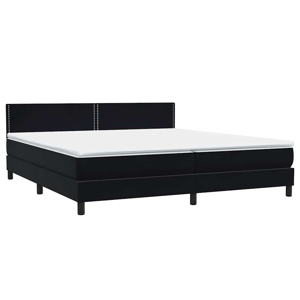 Letto a Molle con Materasso e LED Nero 200x220 cm in Velluto