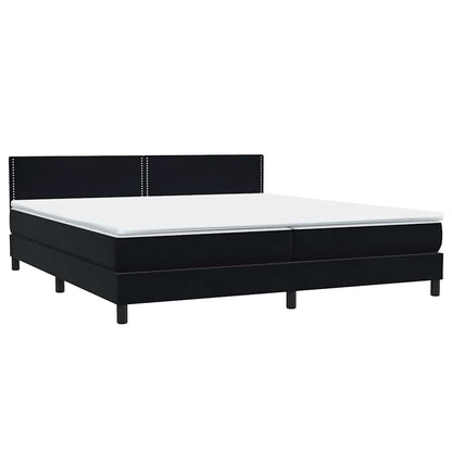 Letto a Molle con Materasso e LED Nero 200x220 cm in Velluto