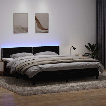Letto a Molle con Materasso e LED Nero 200x220 cm in Velluto