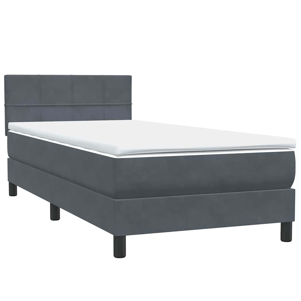 Letto a Molle con Materasso e LED Grigio Scuro 80x210 cm Velluto