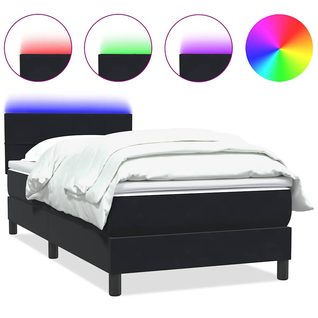 Letto a Molle con Materasso e LED Nero 80x210 cm Velluto