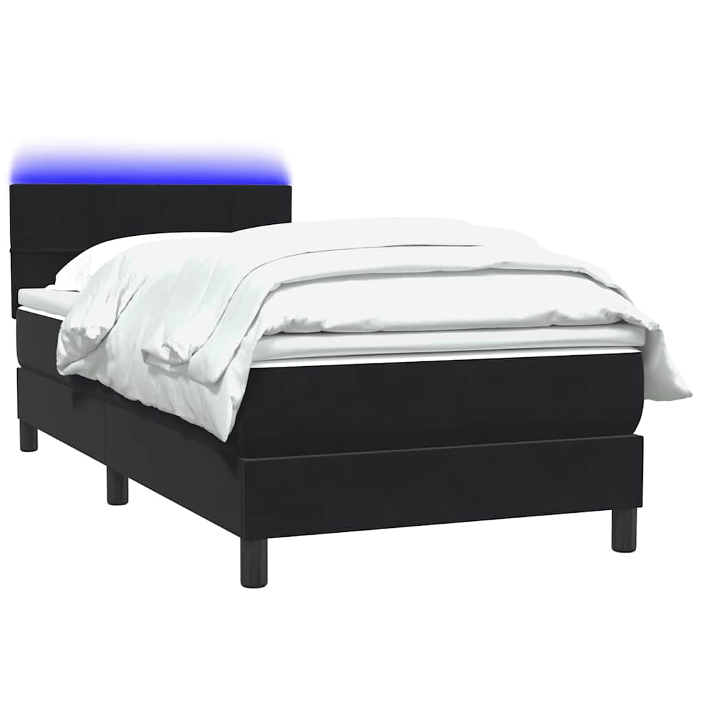 Letto a Molle con Materasso e LED Nero 80x210 cm Velluto