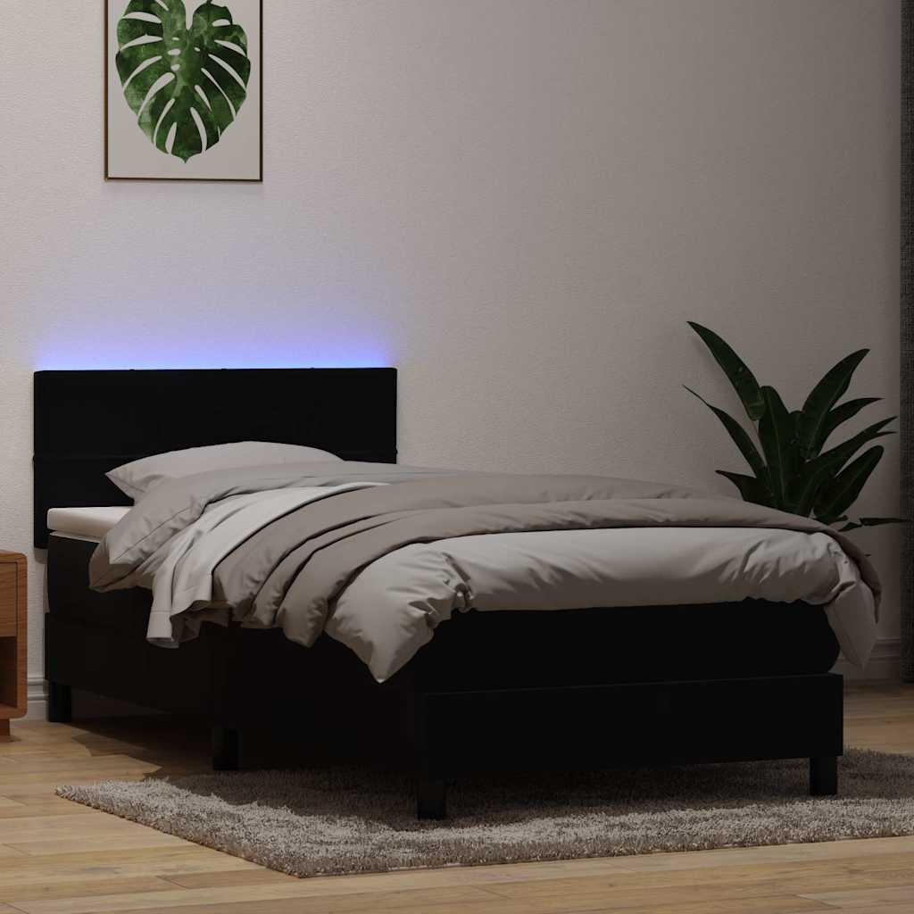 Letto a Molle con Materasso e LED Nero 80x210 cm Velluto