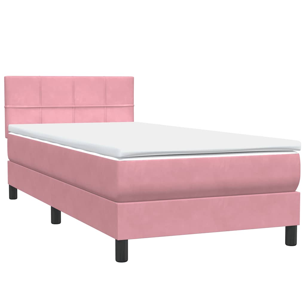 Letto a Molle con Materasso e LED Rosa 80x210 cm Velluto