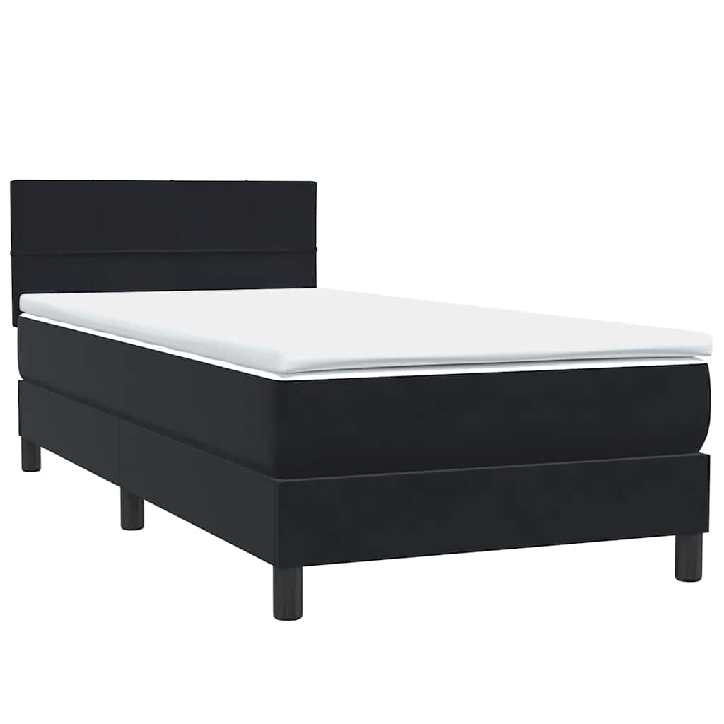 Letto a Molle con Materasso e LED Nero 90x210 cm in Velluto