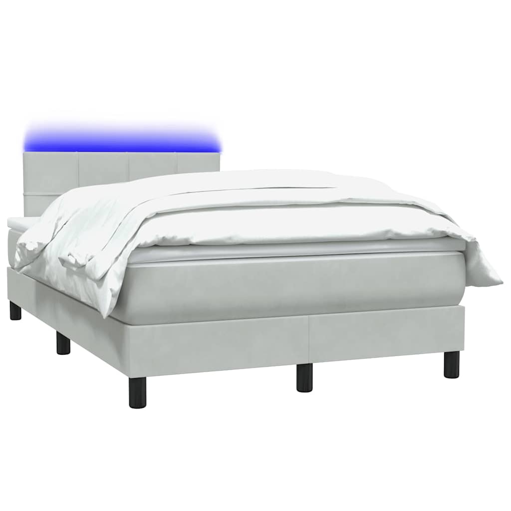 Letto a Molle con Materasso e LED Grigio Chiaro 120x210cm Velluto