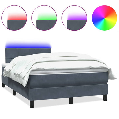 Letto a Molle con Materasso e LED Grigio Scuro 120x210 cm Velluto