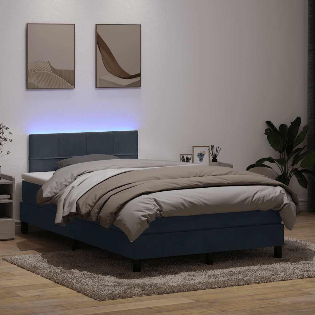 Letto a Molle con Materasso e LED Grigio Scuro 120x210 cm Velluto