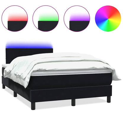 Letto a Molle con Materasso e LED Nero 120x210 cm in Velluto