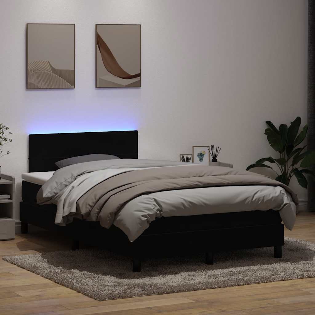 Letto a Molle con Materasso e LED Nero 120x210 cm in Velluto