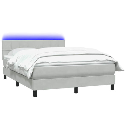 Letto a Molle con Materasso e LED Grigio Chiaro 160x210cm Velluto
