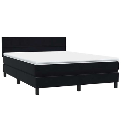 Letto a Molle con Materasso e LED Nero 160x210 cm in Velluto