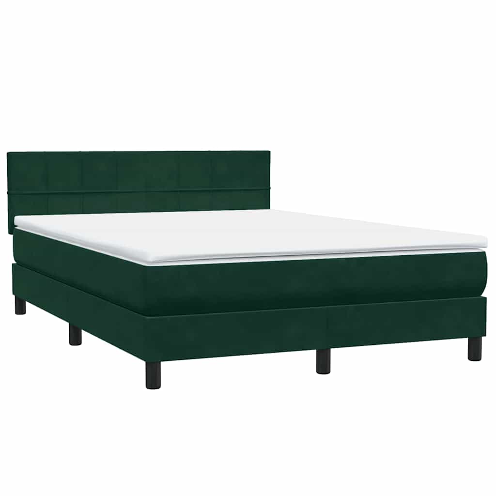 Letto a Molle con Materasso e LED Verde Scuro 160x210 cm Velluto
