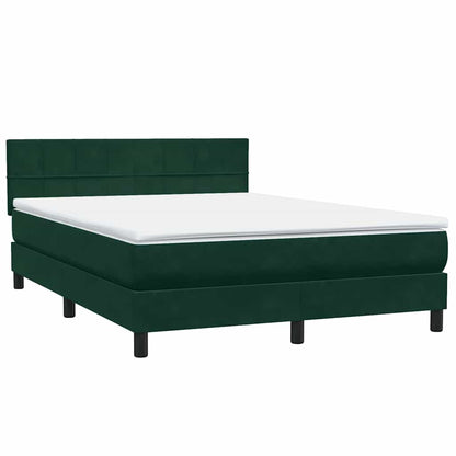Letto a Molle con Materasso e LED Verde Scuro 160x210 cm Velluto
