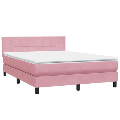 Letto a Molle con Materasso e LED Rosa 160x210 cm in Velluto