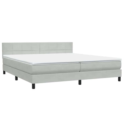 Letto a Molle con Materasso e LED Grigio Chiaro 200x210cm Velluto