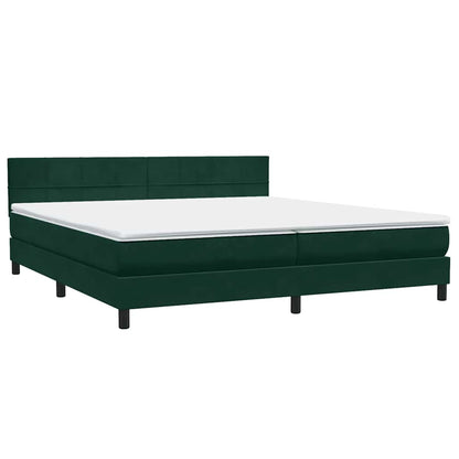 Letto a Molle con Materasso e LED Verde Scuro 200x210 cm Velluto