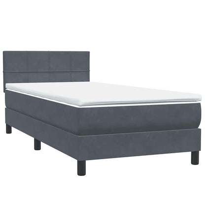 Letto a Molle con Materasso e LED Grigio Scuro 80x220 cm Velluto