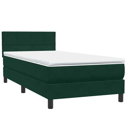 Letto a Molle con Materasso e LED Verde Scuro 80x220 cm Velluto