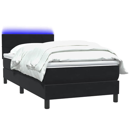 Letto a Molle con Materasso e LED Nero 90x220 cm in Velluto