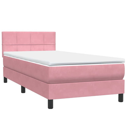 Letto a Molle con Materasso e LED Rosa 90x220 cm Velluto