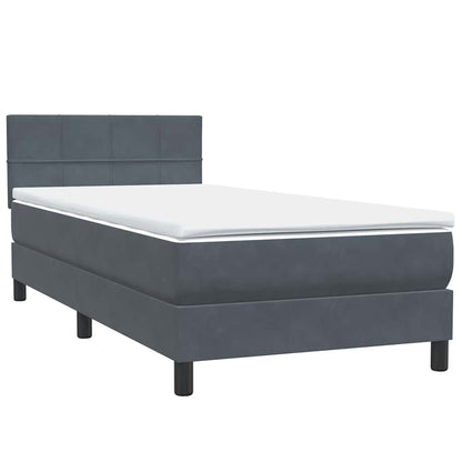 Letto a Molle con Materasso e LED Grigio Scuro 100x220 cm Velluto