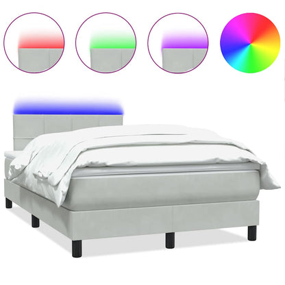 Letto a Molle con Materasso e LED Grigio Chiaro 120x220cm Velluto