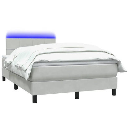 Letto a Molle con Materasso e LED Grigio Chiaro 120x220cm Velluto