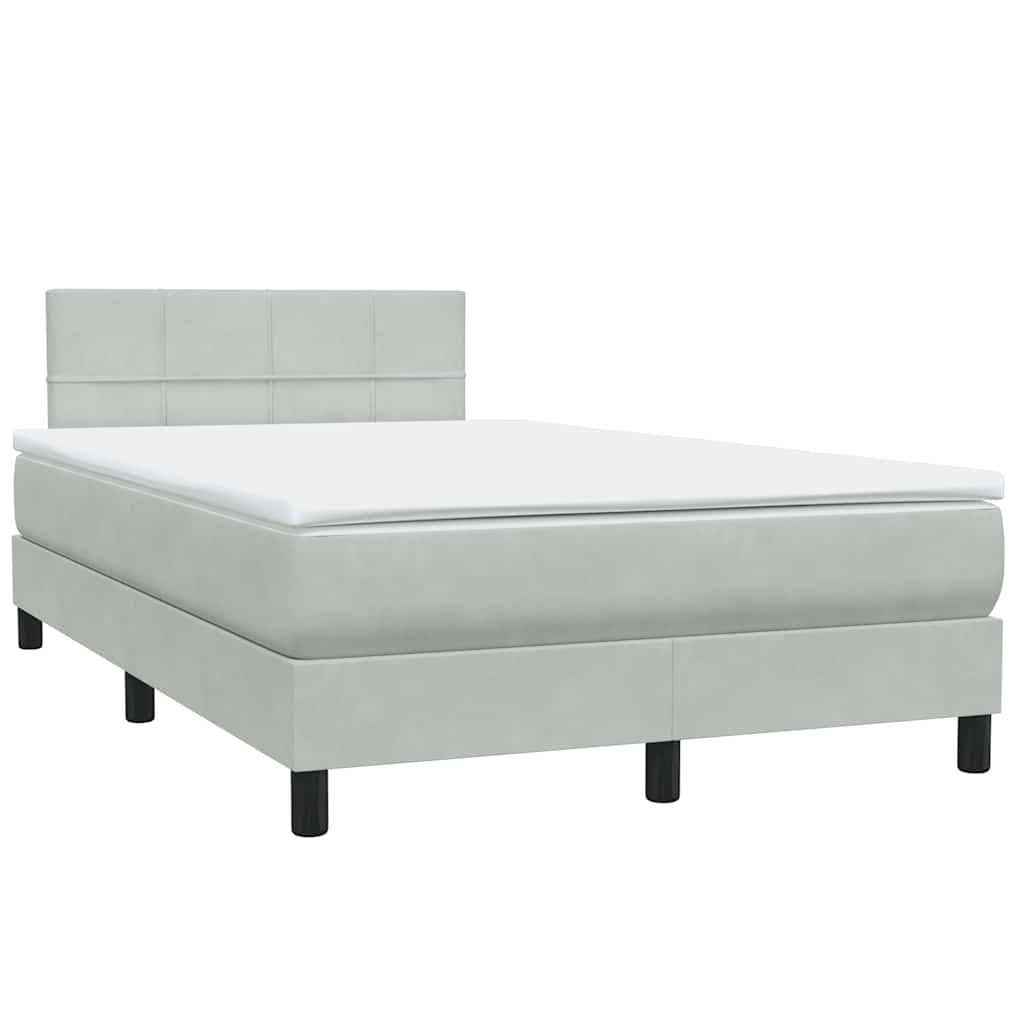 Letto a Molle con Materasso e LED Grigio Chiaro 120x220cm Velluto