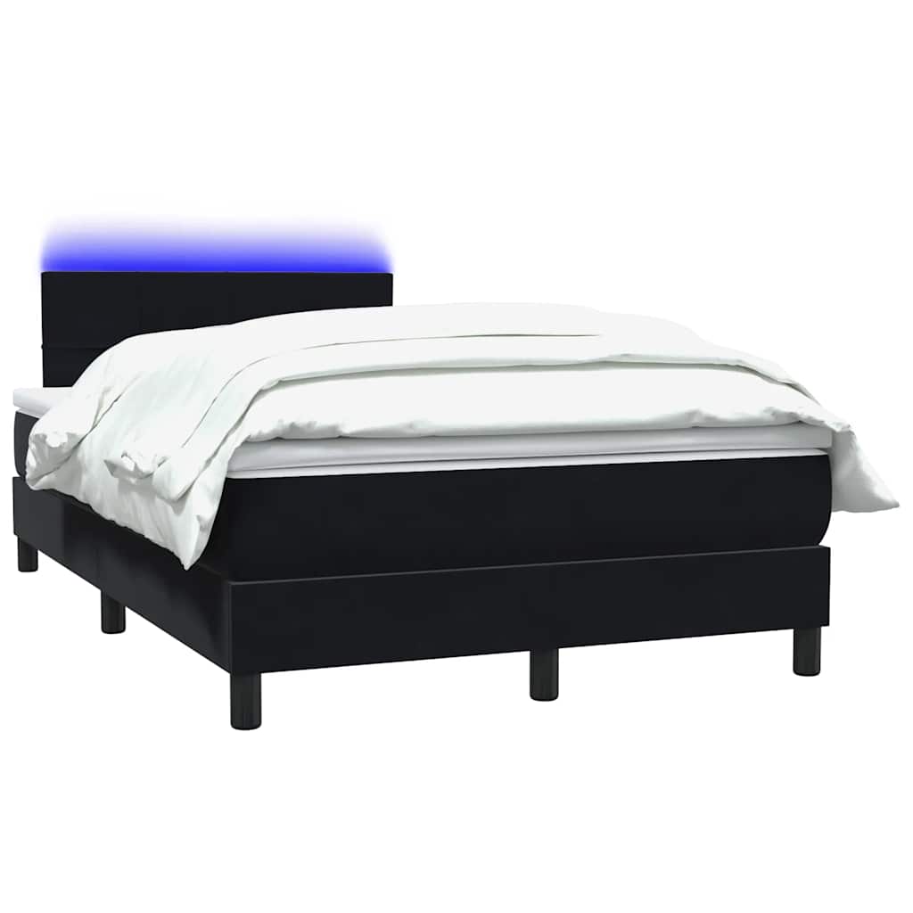 Letto a Molle con Materasso e LED Nero 120x220 cm in Velluto