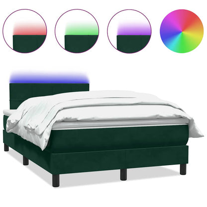 Letto a Molle con Materasso e LED Verde Scuro 120x220 cm Velluto