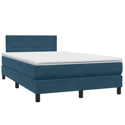 Letto a Molle con Materasso e LED Blu Scuro 120x220 cm in Velluto