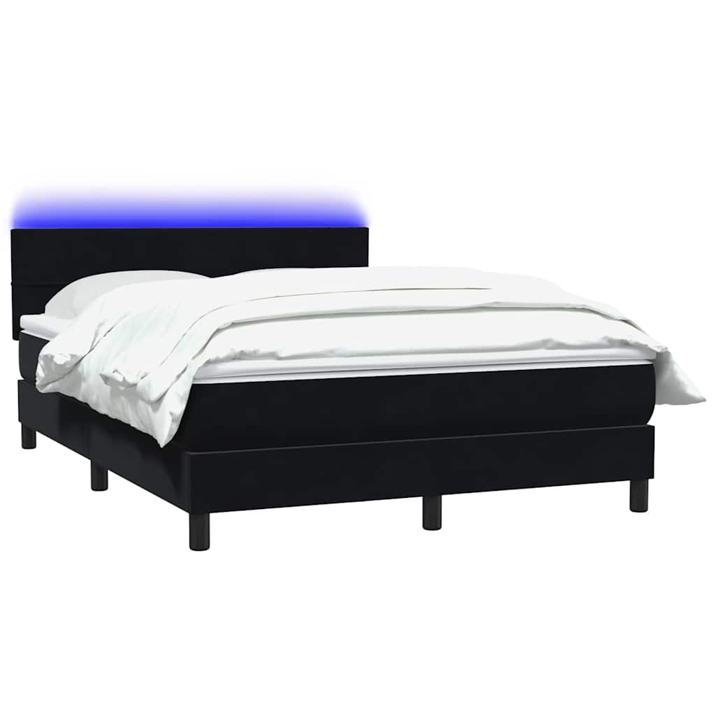 Letto a Molle con Materasso e LED Nero 140x220 cm in Velluto