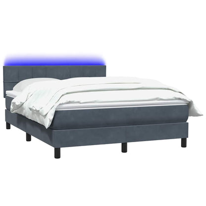 Letto a Molle con Materasso e LED Grigio Scuro 160x220 cm Velluto