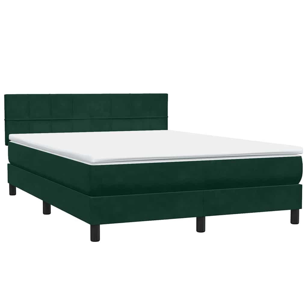 Letto a Molle con Materasso e LED Verde Scuro 160x220 cm Velluto