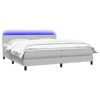 Letto a Molle con Materasso e LED Grigio Chiaro 180x220cm Velluto