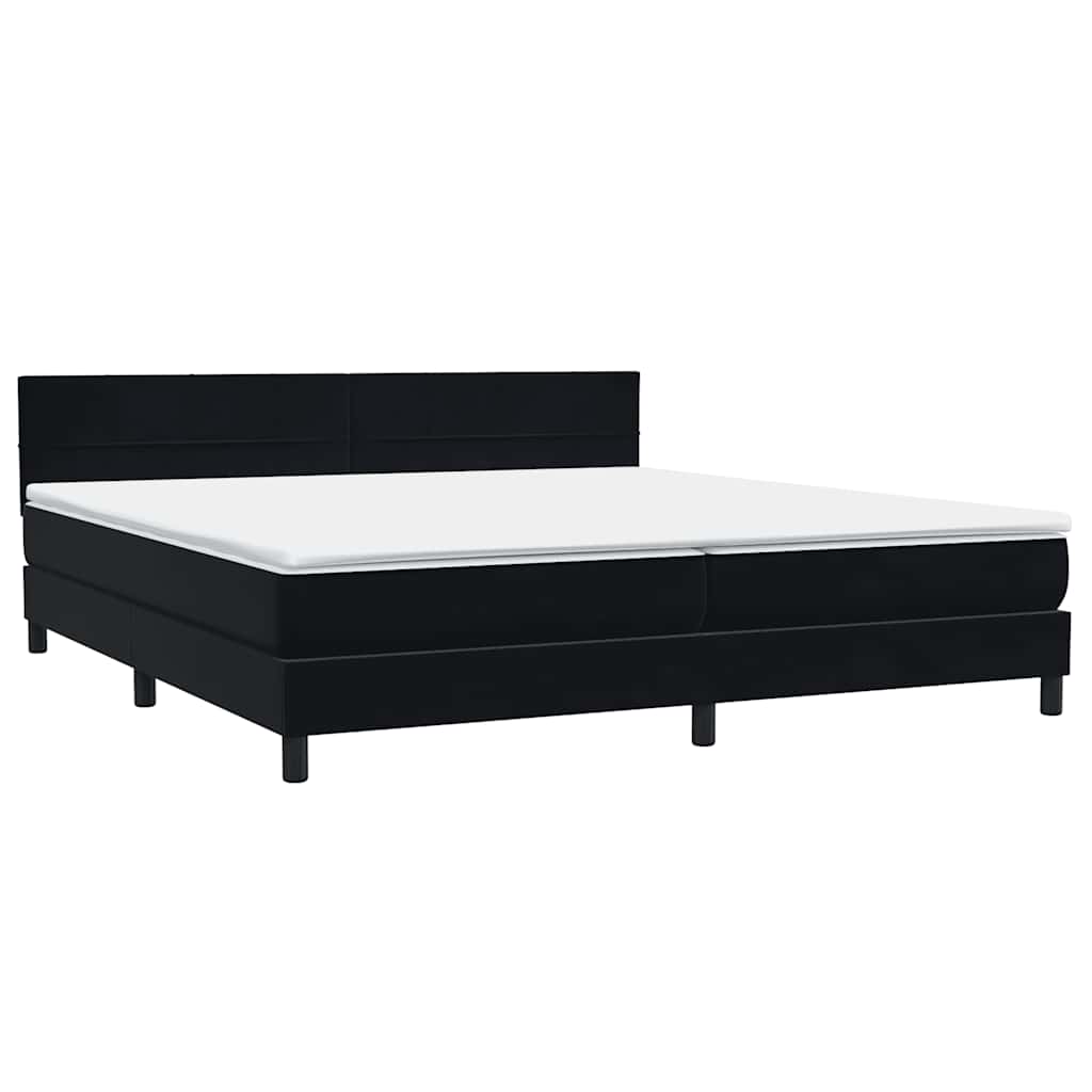 Letto a Molle con Materasso e LED Nero 180x220 cm in Velluto