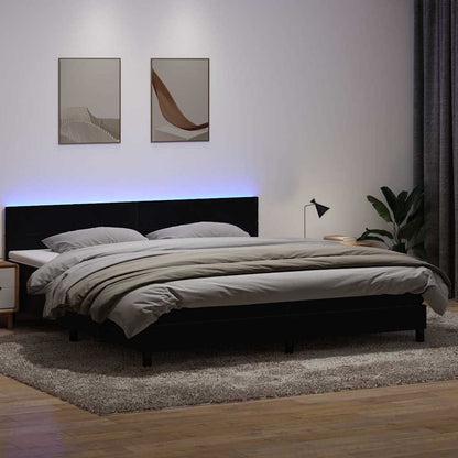 Letto a Molle con Materasso e LED Nero 180x220 cm in Velluto