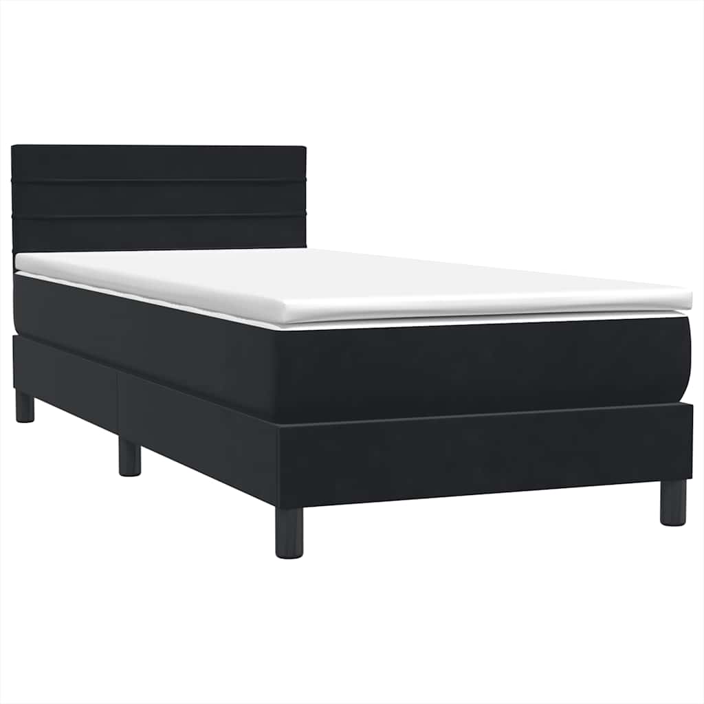 Letto a Molle con Materasso e LED Nero 80x210 cm Velluto