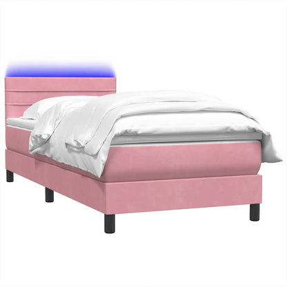Letto a Molle con Materasso e LED Rosa 80x210 cm Velluto