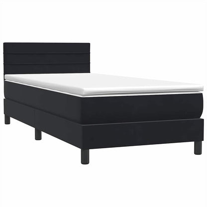 Letto a Molle con Materasso e LED Nero 90x210 cm in Velluto