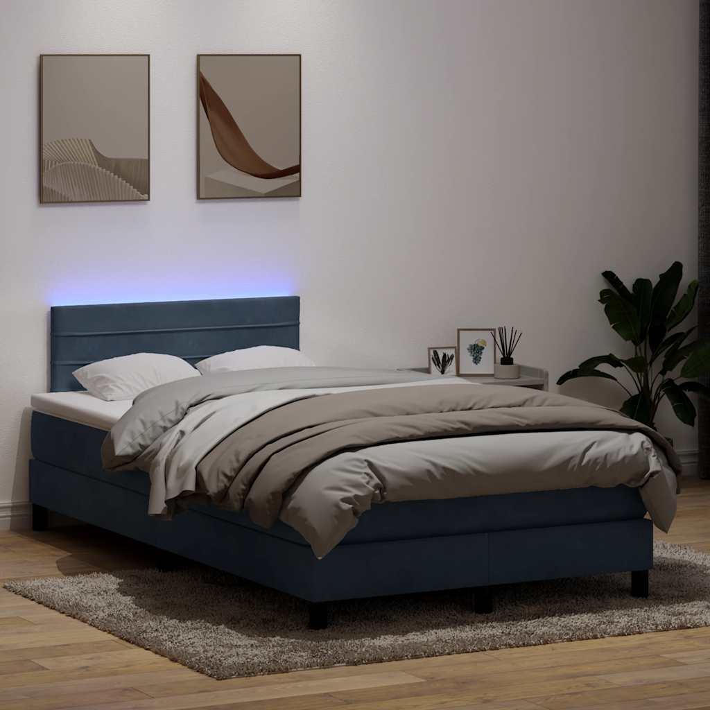 Letto a Molle con Materasso e LED Grigio Scuro 120x210 cm Velluto