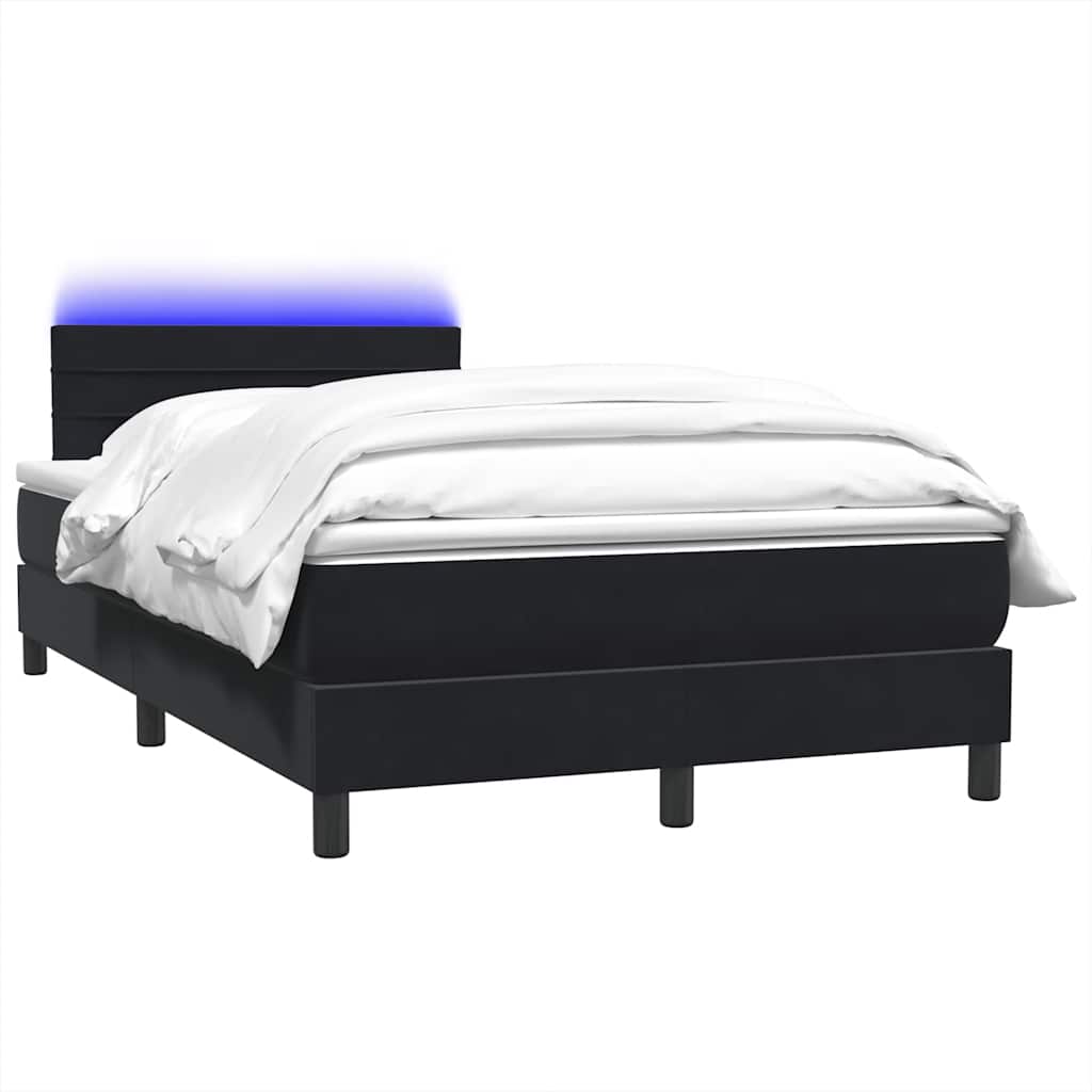 Letto a Molle con Materasso e LED Nero 120x210 cm in Velluto