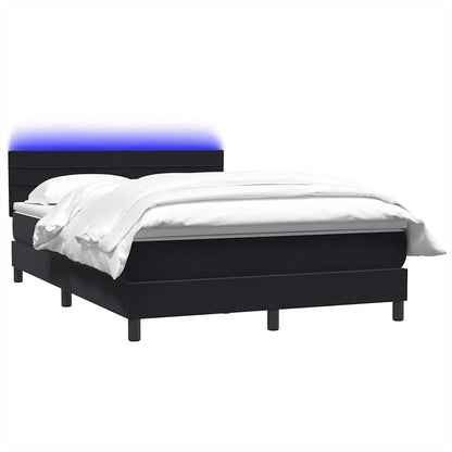 Letto a Molle con Materasso e LED Nero 140x210 cm in Velluto