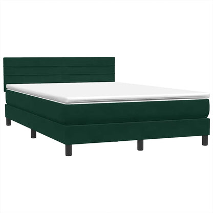 Letto a Molle con Materasso e LED Verde Scuro 160x210 cm Velluto
